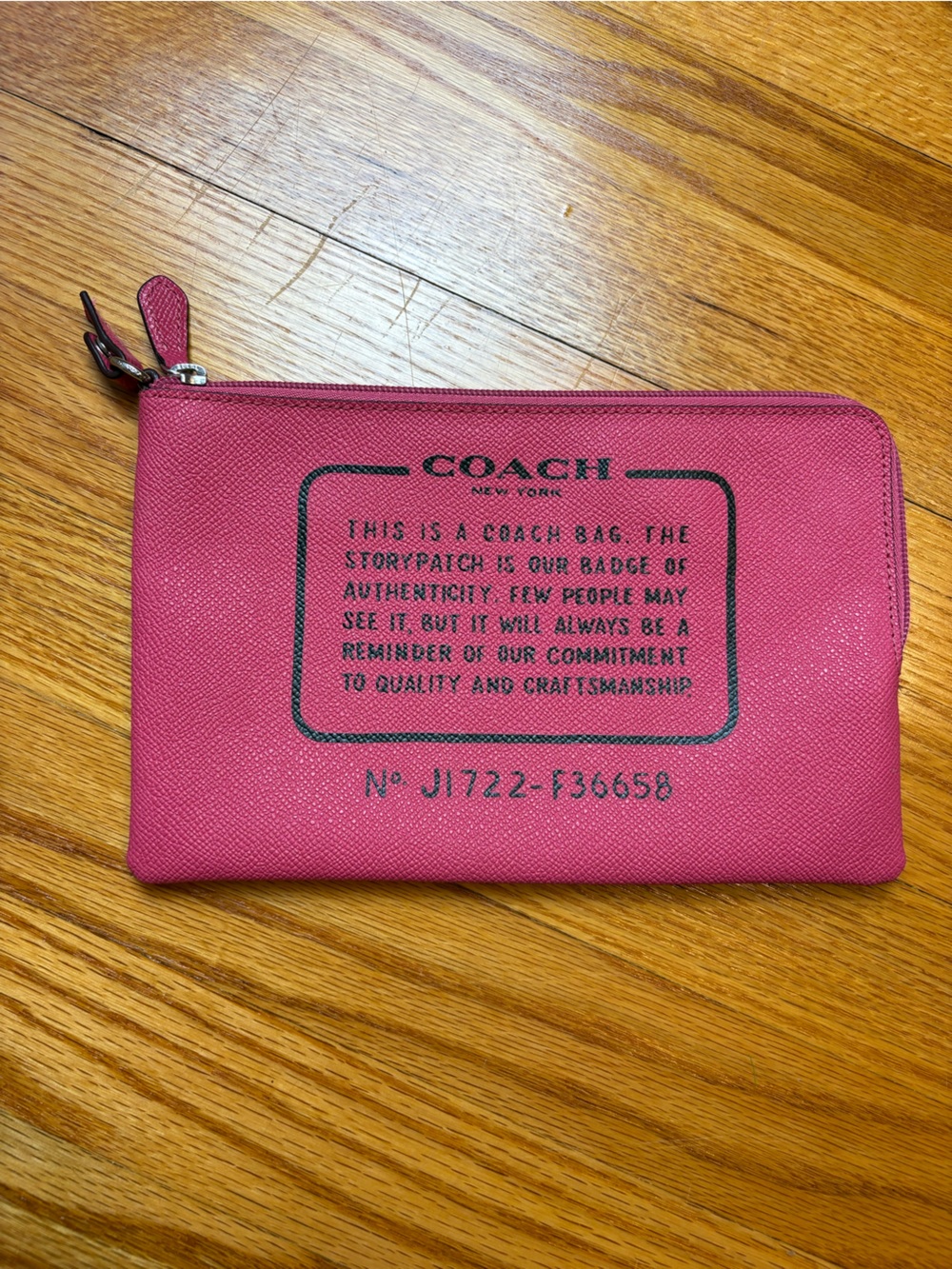 Coach Hot Pink Canvas large Zip Pouch- like new!!